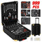 Oppsbuy 999pcs Tool Set Trolley Case Four Pallets Layered Repair Kit Set with Aluminum Alloy Case Household Hand Tool Set, Multifunctional Tool Kit for Home Repair Work and DIY Projects, Black