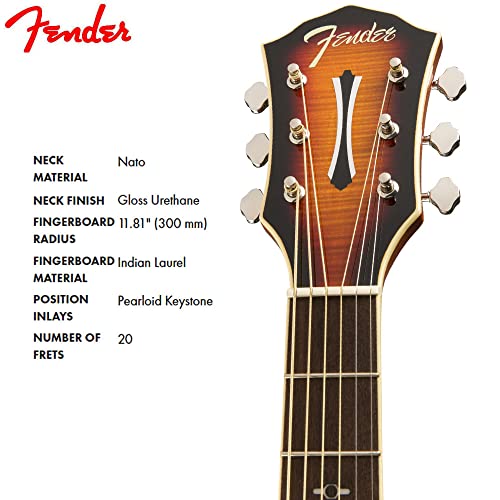 Fender FA-235E Concert Acoustic Guitar, with 2-Year Warranty, 3-Color Sunburst