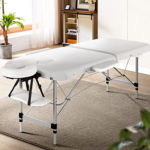 Zenses Massage Table 75cm Portable 2 Fold Aluminium Beauty Bed White