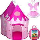 5-Piece Princess Castle Girls Pop Up Play Tent & Dress Up Costume Bundle - Playhouse Girls & Toddler for Indoor & Outdoor Use with Pink Fairy Tale Carrying Bag & Glow in The Dark Stars