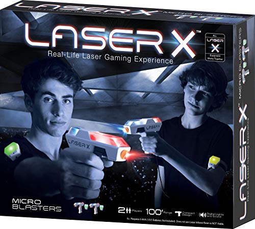 LASER X Two Player Laser Gaming Set, Multi, 2 Laser Units with 2 Arms Receivers 100' Range
