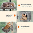 SYANDLVY Small Cat Tree for Indoor Cats, Activity Cat Tower with Scratching Post for Kittens, Climbing Stand with Basket & Condo for Play Rest (Grey)