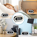 Newest Digital LED Alarm Clock with Smart Night Light, Electronic Desktop Clock with Dual Alarm, Adjustable Brightness, Snooze, Adjustable Volume, 12/24H Display,18 Ringtones for Home, Bedroom,Black