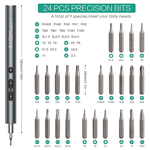 ORIA Electric Screwdriver, 28 in 1 Portable Repair Tools Kit with 24 Bits, Rechargeable Mini Screwdriver Set with USB Charging, 3 LED Lights, Magnetizer for Smartphones, Watches, Toys, Computers, etc