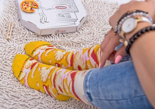 Rainbow Socks - Women Men Pizza Socks Box - Hawaii - 1 Pair - Size S/M (AU Woman 5-9 / Man 3-7)