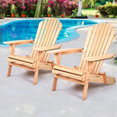 Gardeon Beach Chair 2pcs Wooden Folding Outdoor Chairs Camping Adirondack, Patio Furniture Lounge Armchair Garden Pool Backyard Picnic Hiking Fishing Wood Weather-Resistant Natural