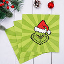 Whaline 80 Pack Christmas Paper Napkins 6.5 Inch Cute Red Green Disposable Napkins Xmas Cartoon Character Merry Christmas Dinner Table Napkins for Christmas Winter Holiday Birthday Party Supplies