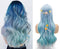 Long Wavy Hair Mixed Violet Blue Green Light Gray Heat Resistant Synthetic Wigs For Women Middle Part Halloween Party Wigs