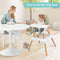 BABY JOY 5 in 1 High Chair, Convertible High Chairs for Babies and Toddlers/Booster Seat/Table and Chair Set, Infant Wooden Highchair w/ 5-Point Harness, 4-Position Removable Tray & PU Cushion (Gray)
