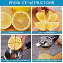 Extra Large Lemon Squeezer Stainless Steel - Easy Squeeze Heavy Duty Manual Lemon Juicer with Non-slip Silicone Handle - Ergonomic Citrus Squeezer & Fruit Juicer for Small Oranges, Limes