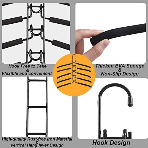 DAWNTREES 4 Pack 5 in 1 Space Saving Hangers,Multilayer Metal Clothes Hanger Space Saver Coat Hangers.Anti-Slip Foam Padded Shirt Suit Hanger