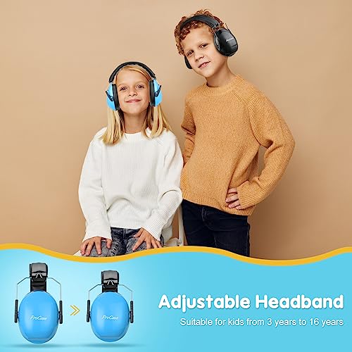 ProCase Kids Noise Cancelling Safety Ear Muffs Headphone, Hearing Protection Headset Noise Reduction Earmuffs Ear Defenders for Babies Toddlers Children -Blue