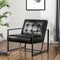 glitzhome Mid Century Modern Accent Chair, Modern Living Room Chairs with Durable Metal Frame,PU Leather Cushioned, Reading Armchairs for Living Room, Bed Room, Home Office, Black