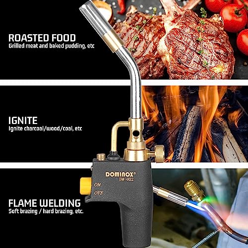 DOMINOX Propane Torch Head, High Intensity Torch Head Trigger Start Gas Torch, Soldering Torch for Propane, MAP and MAP PRO Tank, Soldering, Ignition, Barbecue, Lighting