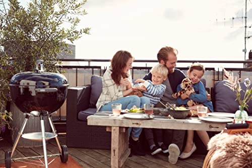 Weber Bar-B-Kettle Charcoal Barbecue, 57cm | BBQ Grill with Lid Cover, Tripod Stand & Wheels | Freestanding Outdoor Oven & Cooker with Porcelain-Enamelled Bowl - Black (1331004)