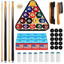 Outus 71 Pcs Pools Table Accessories Billiards Accessories Billiard Pool Balls with Triangle Ball Rack Cue Chalks Pool Cue Tip Table Spot Stickers Pool Sticks Pool Table Brush Set