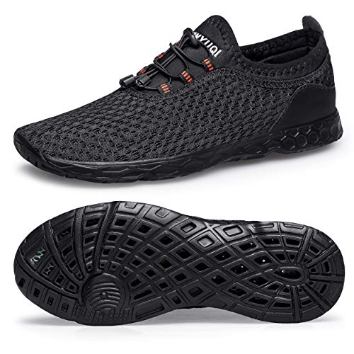 SOBASO Men Water Shoes Quick Drying Women Water Hiking Swim Beach Shoes for Sailing Kayaking Surfing All Black