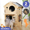 2 Layer Large Wooden Cat House Condo Indoor Kitty Scratching Playhouse Durable for Cats Rabbit