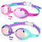 Keary 2 Pack Kids Swim Goggles Swimming Goggles for Toddler Children Girls Boys Youth, Anti-Fog Waterproof Anti-UV Clear Vision Mirror Flat Lens Water Pool Goggles with 3 Nose Piece, Pink Kids Goggles …