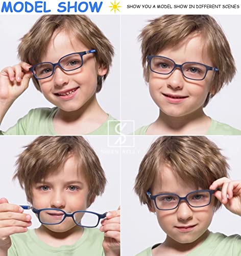 TR90 Kids Blue Light Blocking Computer Glasses Video Gaming Glasses for Children Deep Sleep Eyewear 4-12