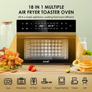 Maxkon Air Fryer 30L Large Oven-Electric with Full Touch Screen， 1800W Oil Free Big Air Toaster Cooker with Dual Cook Function Black