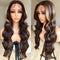 BlackSwern Honey Blonde Ombre Lace Front Wig, Body Wave Highlight Lace Front Wigs Pre-plucked, Long Layered Wig with Curtain Bangs, Glueless Lace Wig for Black Women, 4/27 Highlights