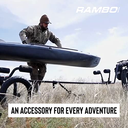 Rambo Bikes Canoe and Kayak Trailer Cart - Heavy-Duty Kayak Cart with 300lbs Maximum Capacity - Extendable Bike Trailer - Adjustable Steel Frame, Padded Contact Points, 16"x3" Wheels for Any Terrain