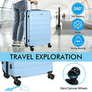 AnyZip Luggage PC ABS Hardside Lightweight Suitcase with 4 Universal Wheels TSA Lock Carry-On 20 Inch LightBlue