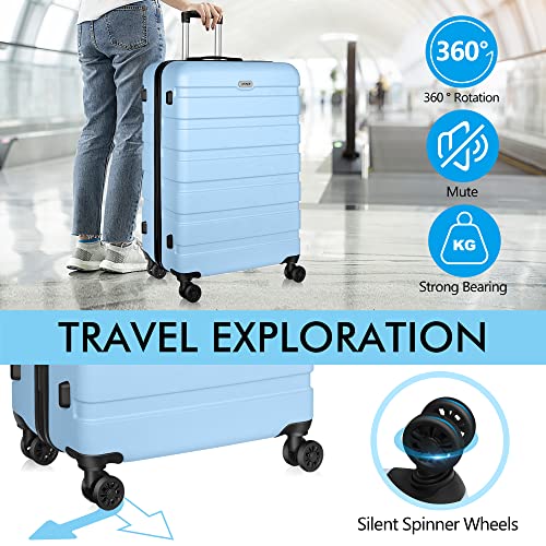 AnyZip Luggage PC ABS Hardside Lightweight Suitcase with 4 Universal Wheels TSA Lock Carry-On 20 Inch LightBlue