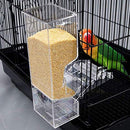 No Mess Bird Feeder Free Install Tidy Seed Parrot Food Tube with Perch Cage Accessories for Budgerigar Canary Cockatiel Finch Parakeet