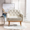 Olela Modern Accent Chair with Arms, Tufted Decorative Single Sofa Fabric Armchair with Gold Metal Legs, Upholstered Reading Chair for Living Room Bedroom Office (White - Fabric)