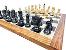 Combo Chess Set-3.5" Zagreb Chess Pieces with 17" Ebony Chess Board- Taj Chess Store