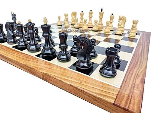 Combo Chess Set-3.5" Zagreb Chess Pieces with 17" Ebony Chess Board- Taj Chess Store