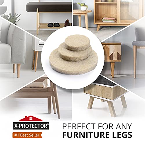 Felt Furniture Pads X-PROTECTOR 48 pcs - 25 mm Premium Chair Floor Protectors - Felt for Chairs Furniture Feet & Wood Floors - Best Furniture Pads for Hardwood Floors - Protect Your Hard Floors!