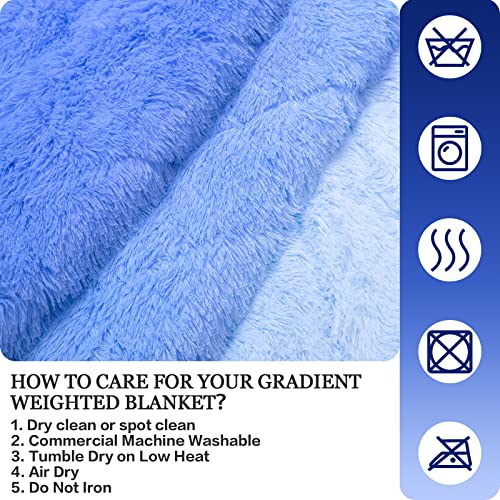 yescool Faux Fur Weighted Blanket 48"x72" 15lbs,Fuzzy Cozy Shaggy Weighted Blanket Queen Size for Adult，Fluffy Sherpa Comfy Heavy Blanket for Women Men,Warm Soft Plush Blue Blanket for Couch Sofa Bed