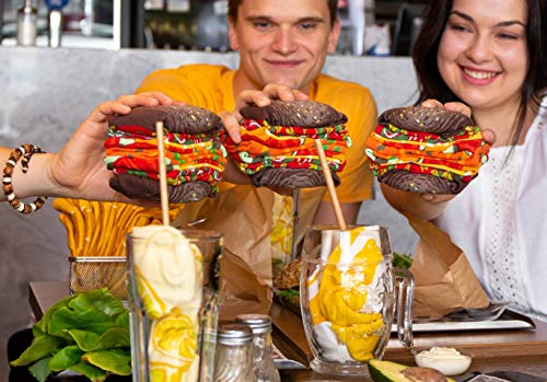 Rainbow Socks - Men Women Funny Vegan Burger Socks Box - 2 Pairs - Size S/M (AU Woman 5-9 / Man 3-7)