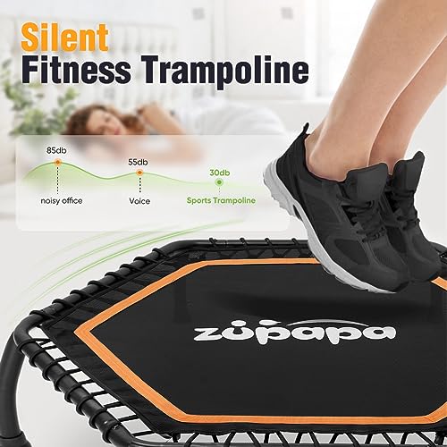 Zupapa Fitness Trampoline Without Armrests Removes Screws to Protect Bungee Cords, Mini Silent Rebounder for Indoor Outdoor, Max Load 330 lbs (Hexagonal, 45 inch)