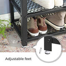 VASAGLE Shoe Bench, Shoe Rack with 2 Shelves, Shoe Organiser, 73 x 30 x 45 cm, Entryway Living Room Hallway, Steel Structure, Industrial Style, Greige and Black LBS73MB