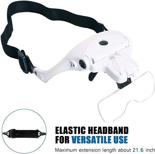 Headband Magnifier Glasses USB Charging, Hands Free Head Mount Magnifying Glasses with LED Light for Jewelry Craft Watch Repair Hobby 5 Replaceable Lenses 1.0X 1.5X 2.0X 2.5X 3.5X (Upgraded Version)