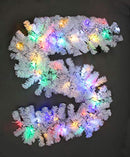 2m/200cm Pre-Lit White Christmas Garland Alaskan Pine for Fireplaces Home Wall Door Stair Artificial Xmas Tree Garden Yard Decorations with 50 Multicolour LEDs