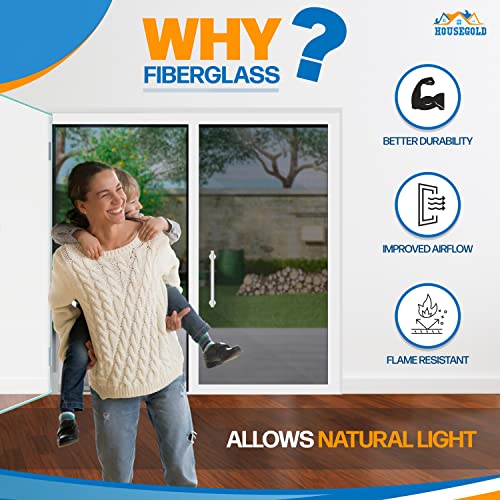 Magnetic Screen Door, French Door, Durable Fiberglass Double Door Screen Mesh Curtain to Keep Bugs Out