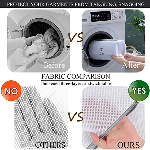 Delicate Laundry bags, 6 Pcs Durable Honeycomb Mesh Laundry bags with Embroidery Pattern for Delicates, Multi-size Thickened Bags with Self-Adhesive Hook for Laundry, Blouse, Bra, Underwear, Hosiery, Stocking, Pantyhose, Lingerie, Pants, Travel Storage Or