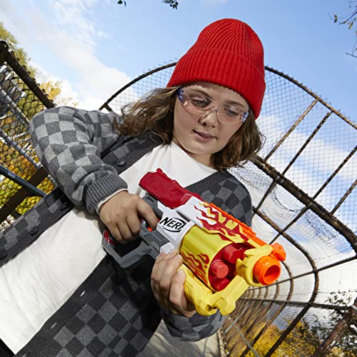 Nerf Mega CycloneShock Toy Blaster, Hotrod Color Style, 6-Dart Drum, 6 Nerf AccuStrike Mega Darts, Easy Priming (Amazon Exclusive)