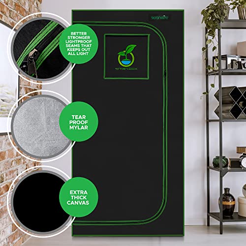 SereneLife Medium Hydroponic Grow Tent Garden-36'' x 36'' x 72'' Indoor Plant Growing System w/Durable Reflective 600D Mylar,Observation Window-Includes Removable Floor Tray,Pole Shelf