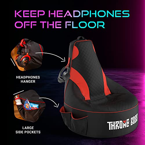 Gaming Bean Bag Chair for Adults & Kids [No Filling], Teens, Dorm Chair, Video Game Chairs, Beanbag Gaming Chair (Red, Adult)
