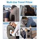 Inflatable Travel Pillow for Airplanes, Inflatable Neck Air Pillow for Sleeping to Avoid Neck and Shoulder Pain, Support Head, Neck and Lumbar, Used for Airplane, Car, Bus and Office (Grey)