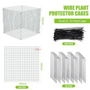 10 Pack Small Wire Plant Protectors 12x12 in Square Plant Protectors from Animals Mesh Plant Cage Chicken Wire Cloche for Plants Shrubs with Ground Stakes and Nylon Ties (Dark Green,Thickness 1mm)