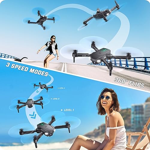 SOTAONE S400 Drone with Camera for Adults Kids, 1080P HD Foldable Mini Drones for Boys Girls, Remote Control Helicopter Toys Gifts with Auto-hovering, One Key Start, Self-spin, 3 Speeds, 2 Batteries