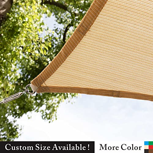 ShadeMart 14' x 14' Beige Sun Shade Sail Square Canopy Fabric Cloth Screen, Water Permeable & UV Resistant, Heavy Duty, Carport Patio Outdoor smTAPS14 - (We Customize Size)