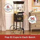 Nostalgia Popcorn Maker Machine - Professional Cart With 8 Oz Kettle Makes Up to 32 Cups - Vintage Popcorn Machine Movie Theater Style - Black